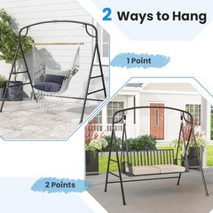 Metal Swing Frame, Porch Swing Stand with Extra Side Bars, 3-Ring Design, Heavy