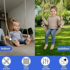 Secure Swing Set,Adjustable Rope Swing Seat Swingset Accessories for Brown