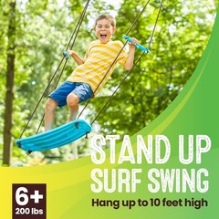 Swurfer Kick Stand Up Outdoor Surfing Tree Swing for Kids Up to 150 Lbs – Han…