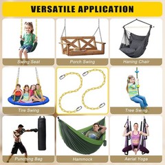 2Pcs 80″ Swing Chain with Carabiners 1000 LBs Capacity Heavy Duty Coated