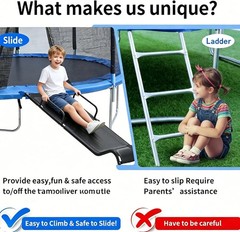 Universal Trampoline Slide 60″x20″ Slide with 2 Iron Plasticized Handles Buffer