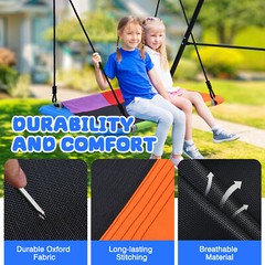 4 IN 1 Metal Swing Set for Kids Adult Backyard with 3 Swings Heavy Duty A-Frame