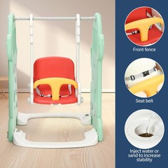 7-in-1 Cactus Design Toddler Slide & Swing Set for Indoor/Outdoor Play, Age 1-3