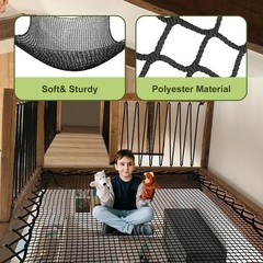 Kids Climbing Cargo Net 6.5×9.8 ft Polyester Playground Safety Net Black