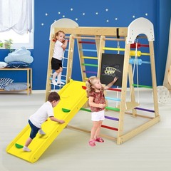 Indoor Playground Climbing Gym Kids Wooden 8 in 1 Climber Playset for Children