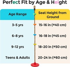 DECORLIFE Tree Swing for Kids Climbing Rope Disc Swing with Platforms Red