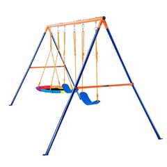 VEVOR Swing Sets for Backyard 1 Saucer 2 Belt Swing Seats A-Frame Metal Stand