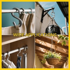 304 Stainless Steel 3 Inch S Hooks, 4 PCS S Hooks for Hanging Heavy Duty Stat…