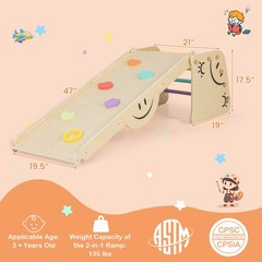 Wooden Climbing Toy Triangle Climber Set of 2 w/Seesaw Dual-sided Ramp Indoor