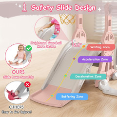 Toddler Slide and Swing Set – Baby Slide for Toddlers Age 1-2, with Basketball H