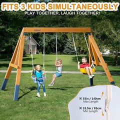 Robud 3 in 1 Wooden Playground Swing Set Kids Outdoor Backyard Playset Equipment