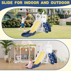 6 in 1 Toddler Playset Toddler Slide and Climber Playset, L-Shaped Kids Slide…