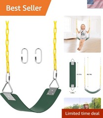 Swing Set, Seat with 66 Inch Anti-Rust Chains Thermoplastic Coated, Support 2…