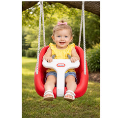Little Tikes 2-in-1 Snug ‘n Secure Baby Toddler Swing High Back T-Bar Red