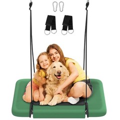 40″ Retangular Tree Swing for Kids & Adults, Adjustable Platform Swing with H…