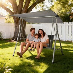 Black Heavy-Duty Waterproof 3-Seater Swing Cover, Outdoor Patio, 350lbs
