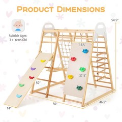 Costway 8-in-1 Jungle Gym Playset, Wooden Climber Play Set w/ Monke