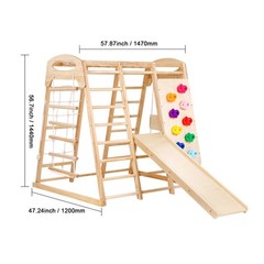VEVOR Indoor Jungle Gym 7-in-1 Toddler Indoor Playground Wooden Climbing Toys L