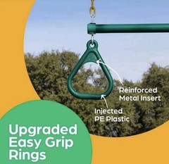 New Jungle Gym Kingdom 18″ Trapeze Swing Bar Rings 48″ Heavy Duty Swing Set