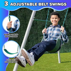 Everest Metal Swing Set Kids outdoor swing set with 3 swing seats for up to 3-ch